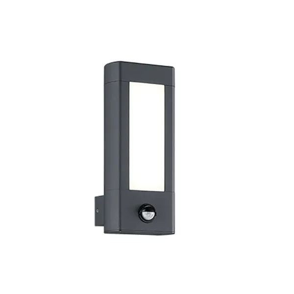 Image of Rhine Modern 2 Light Outdoor Modern Wall Lamp Anthracite 3000K IP54 with PIR