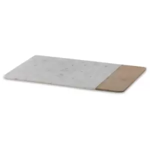 Image of Nkuku Bwari Long Marble and Mango Wood Chopping Board - Large - White