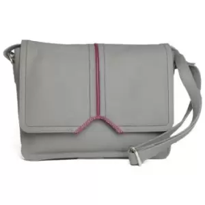 Image of Eastern Counties Leather Womens/Ladies Eloise Handbag With Contrast Piping Detail (One Size) (Charcoal/Burgundy)