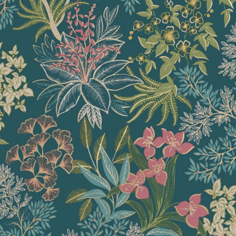 Image of Full Bloom Wallpaper Teal Holden 14220