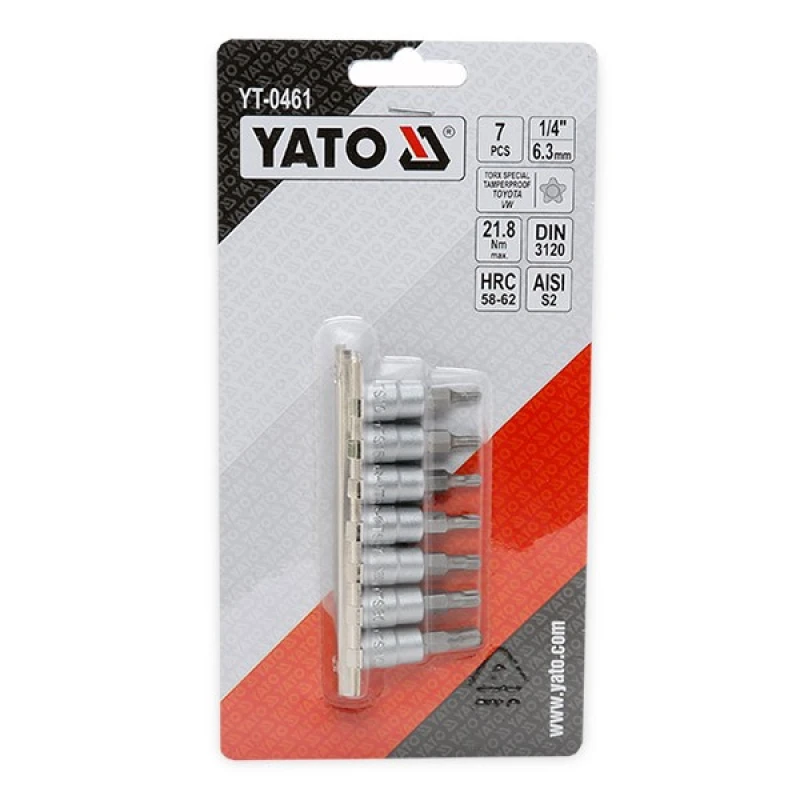 Image of YATO YT-0461 Socket set Chrome Vanadium Steel, Drive: 1/4Inch, Number of tools: 7 Chrome Vanadium Steel Socket set (5840)