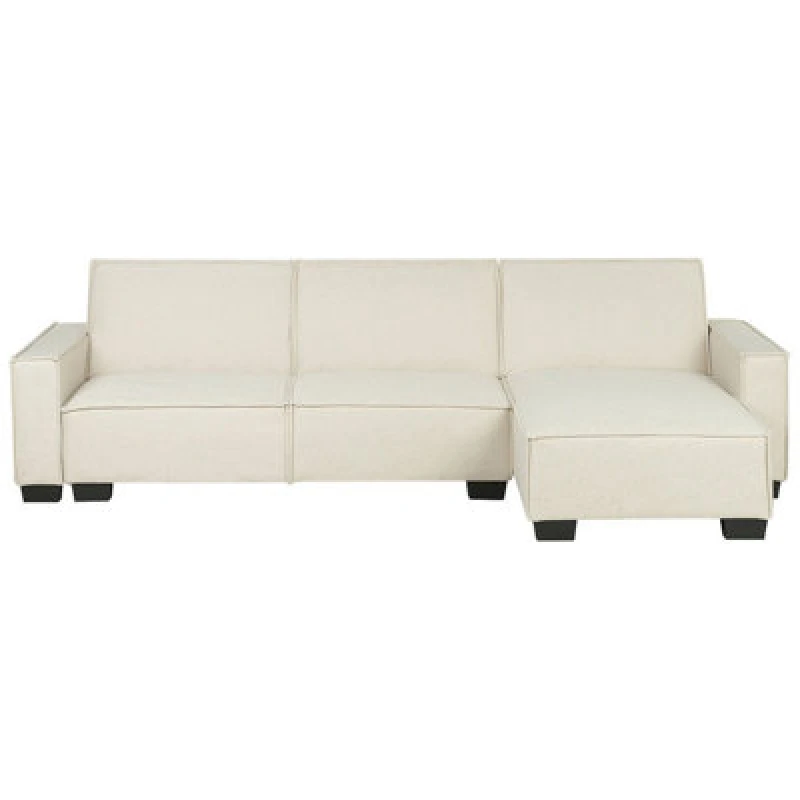 Image of Beliani Corner Sofa Bed 3 Seater Romedal Fabric Beige Left Hand