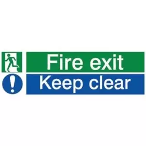 Image of The House Nameplate Company Fire Exit Keep Clear Fire Information Sign, (H)80mm (W)250mm