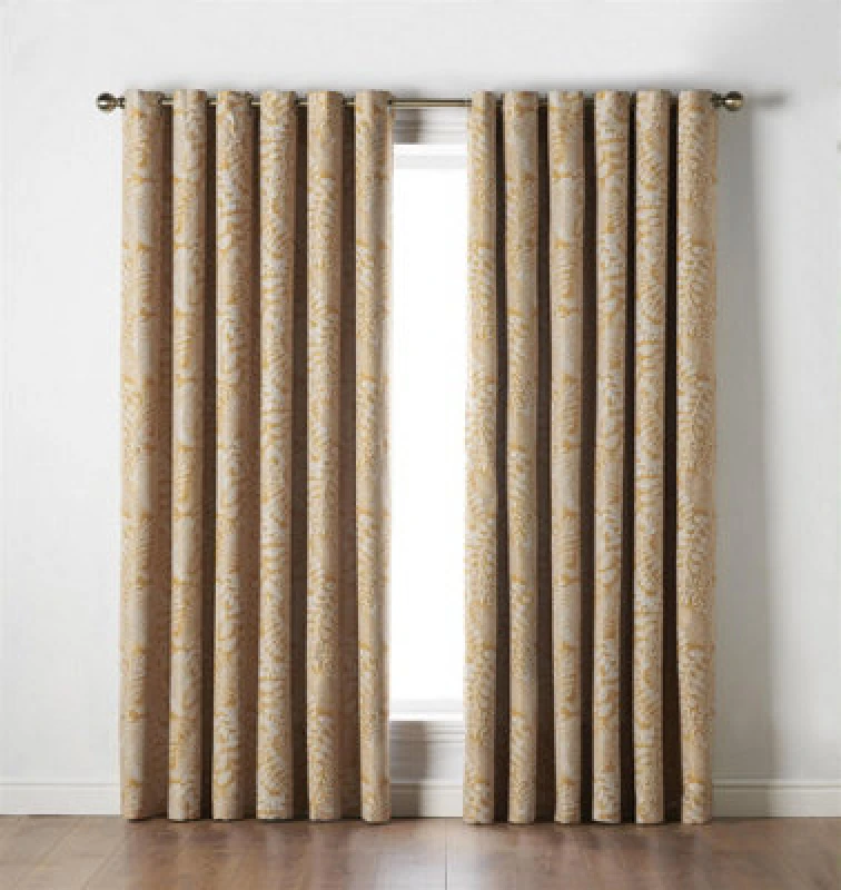 Image of Luxury Living Fern Eyelet Ring Top Curtains Ochre