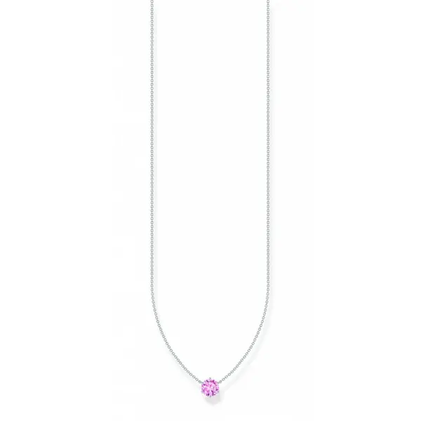 Image of Thomas Sabo Sterling Silver Basics Pink Zirconia Necklace KE2210-051-9