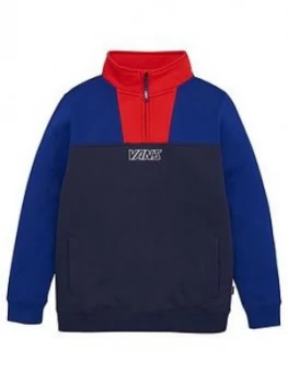 Image of Vans Childrens 1/4 Zip Sweatshirt - Blue/Red