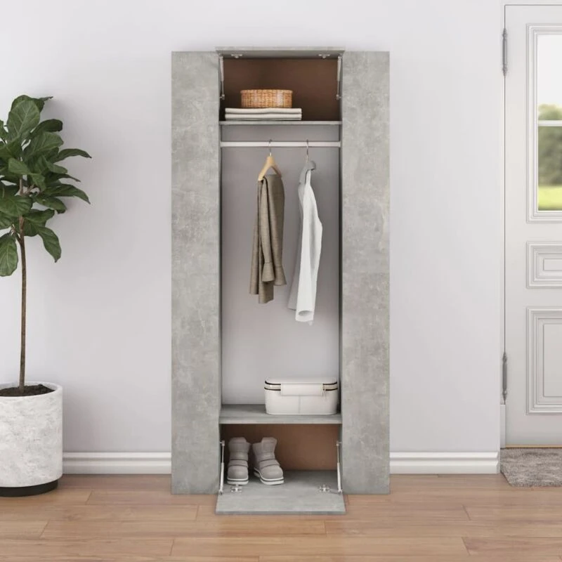 Image of Vidaxl Hallway Cabinets 2 Pcs Concrete Grey Engineered Wood, Grey 3082039