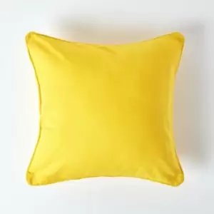 Image of Cotton Plain Yellow Cushion Cover, 30 x 30cm - Yellow - Homescapes