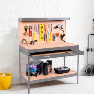 Image of Neo Grey Workbench With Heavy-duty Steel Pegboard