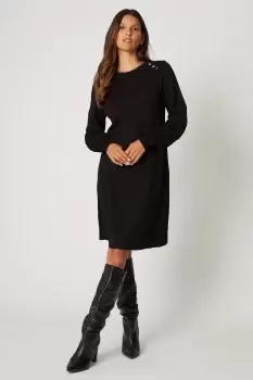 Image of Knitted Crew Neck Swing Dress