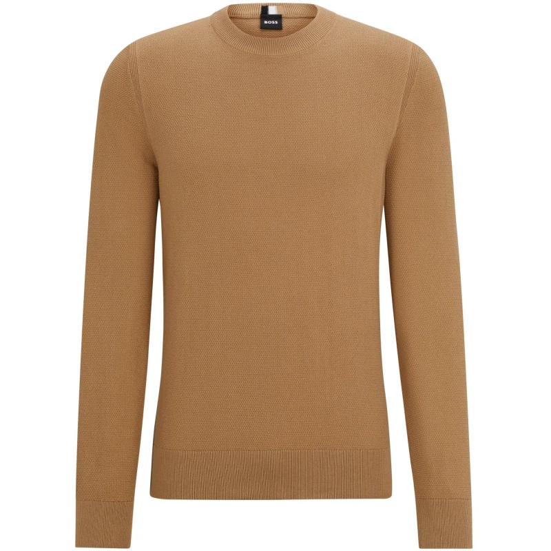 Image of Boss Mens Ecaio-P Knitted Jumper Medium Beige male Small