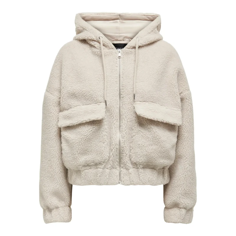 Image of Only Womens hooded fleece Only Teddy Onltanja Beige Female S