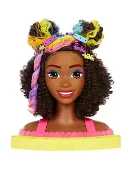 Image of Barbie Totally Hair Deluxe Neon Styling Head - Curly Brown Hair