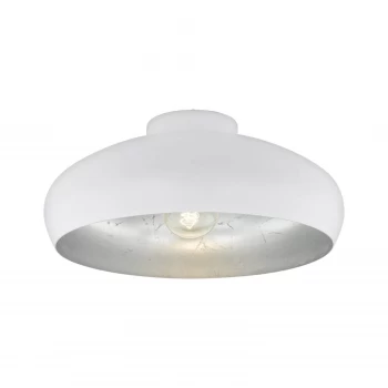 Image of Eglo Mogano Flush Light - White & Silver