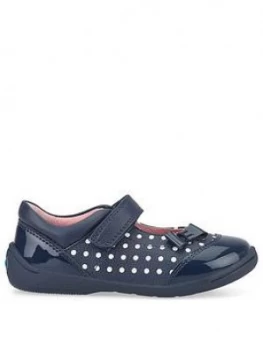 Image of Start-rite Girls Twizzle Bow Shoe - Navy Polka Dot, Size 4 Younger
