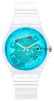 Image of Swatch RETRO-BIANCO White Silicone Strap Blue Watch