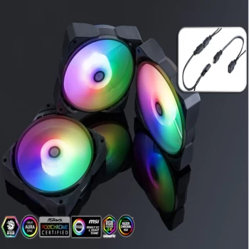 Image of Bitspower Touchaqua NJORD II 120 1800rpm PWM Fan Digital RGB Triple Pack - 120mm