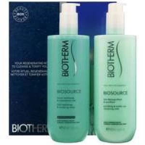 Image of Biotherm Biosource Purifying and Make-Up Removing Milk 400ml and 24h Hydrating and Tonifying Toner 400ml