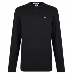 Image of CP COMPANY Long Sleeved Logo T Shirt - Caviar 999