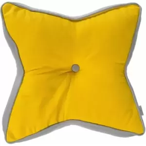 Image of Yellow and Grey Star Floor Cushion - Yellow - Homescapes