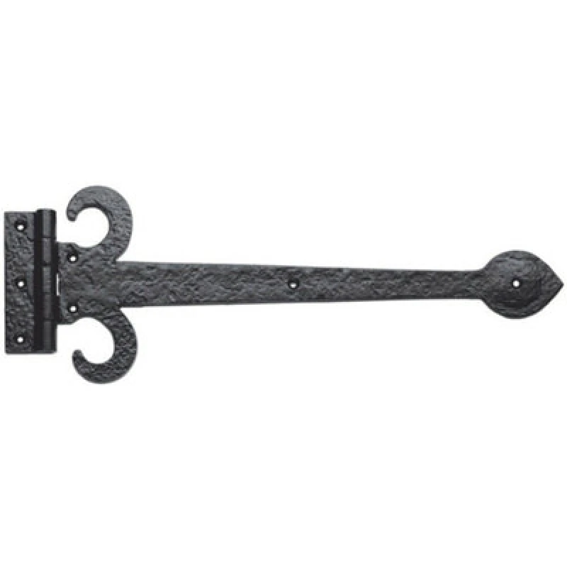 Image of Loops PAIR 305mm Ornate Sword T Hinge Black Antique Internal Decorative Door Hinge Black