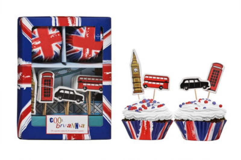 Image of Premier Housewares Cool Britannia Cupcake Cases And Toppers Set Multi