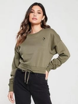 Image of Converse Cropped Crew - Khaki, Size Xxl, Women