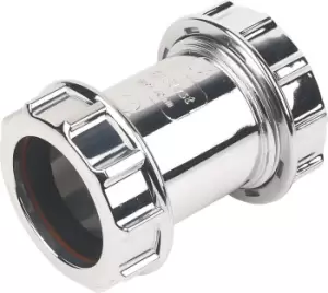 Image of Floplast Chrome Effect Compression Waste Pipe Coupler (Dia)40mm