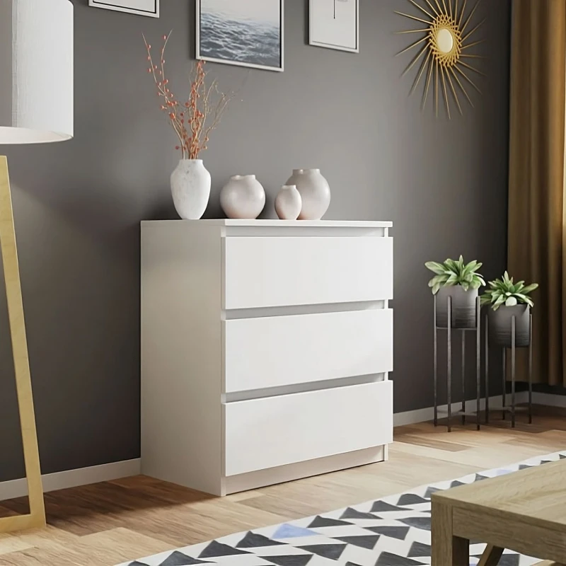 Image of LUXURY LIFE Carlton Matt Chest of Drawers 3 Drawer Cabinet in White White Unisex