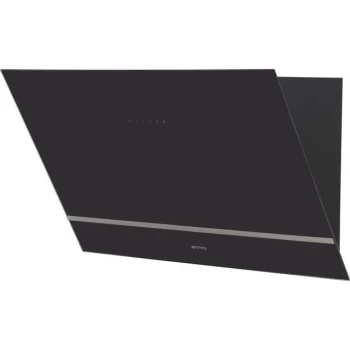 Image of SMEG KV28N 80cm Angled Chimney Cooker Hood - Black Glass - A Rated