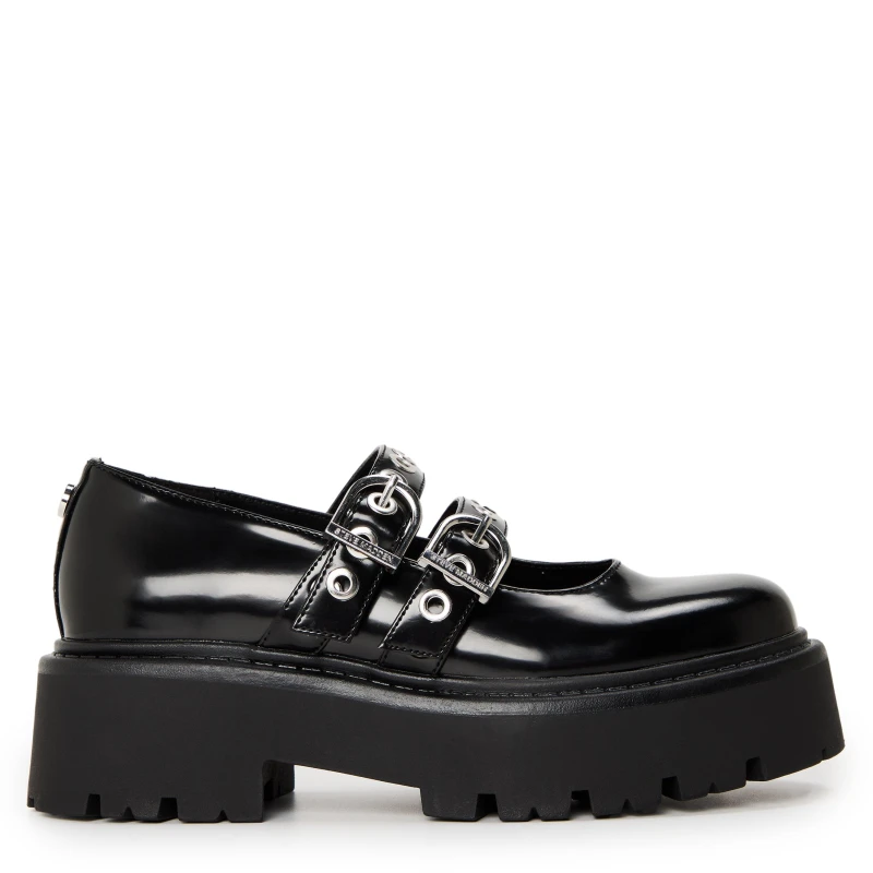 Image of Steve Madden Womens Overt Heeled Mules Blk Action Lthr female 3 (36)