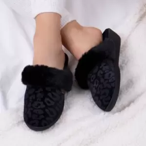 Image of totes Isotoner Velour Ladies Mule Slippers Black