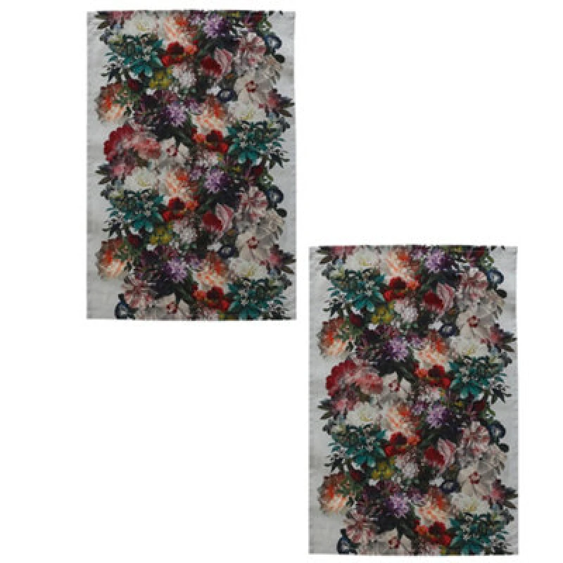 Image of MM Living Set of 2 Fiori Cotton Linen Tea Towel 50 x 70cm Multi unisex