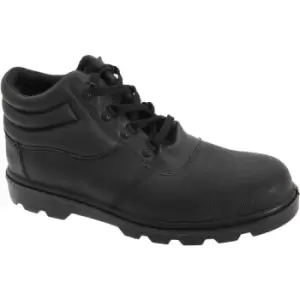 Image of Grafters Mens Grain Leather Treaded Safety Toe Cap Boots (5 UK) (Black) - Black