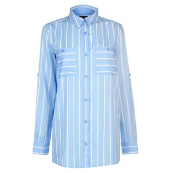 Image of Kangol Long Sleeve Shirt Ladies - Blue/White