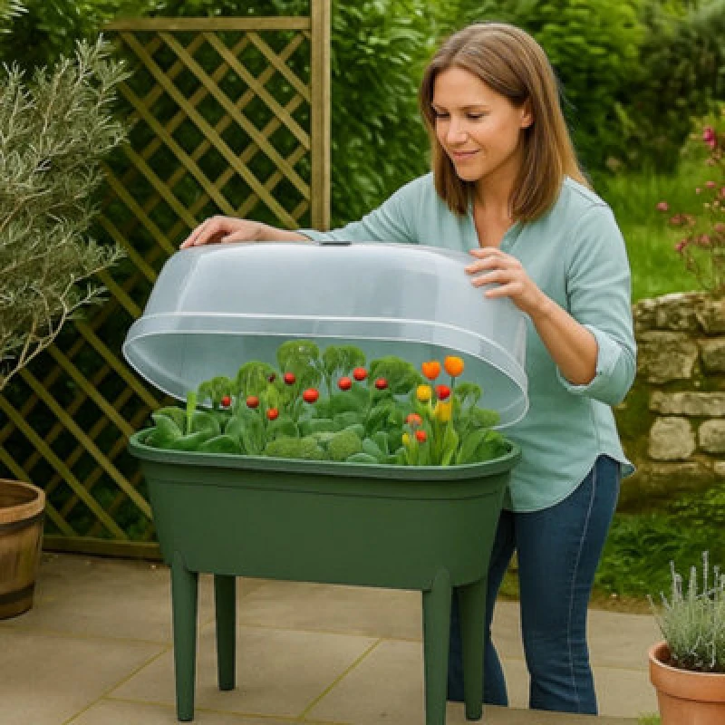 Image of idooka Mini Greenhouse Propagator Legs Outdoor Garden Storage Raised Planter Garden Flower Herb Green Green unisex