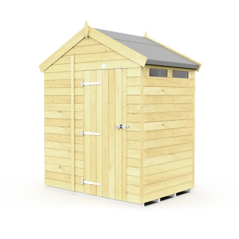 Image of Buttercup Farm 6 x 4 Feet Apex Security Shed - Single Door - L127 x W175 x H217cm in Brown Brown Unisex