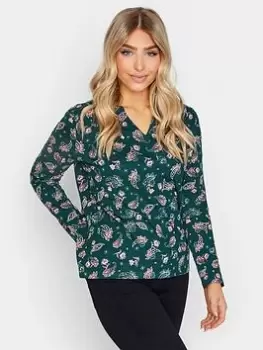 Image of M&Co Paisley Print Long Sleeve Top - Teal, Blue, Size 20, Women