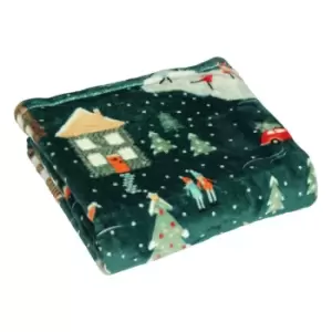 Image of Furn. Winter Pines Throw Fleece Polyester Pine