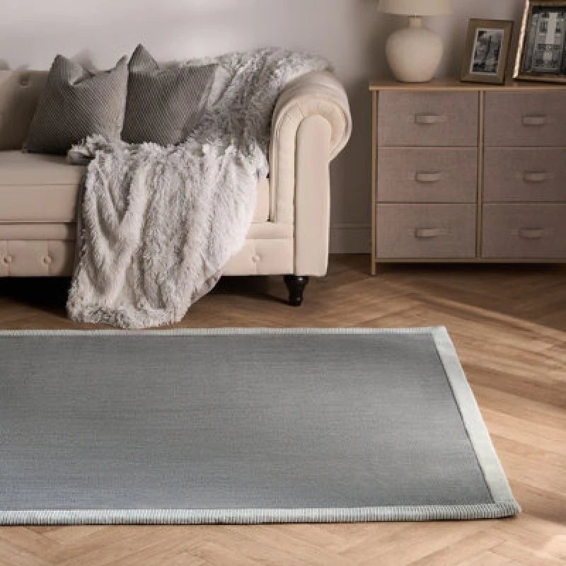 Image of OHS OHS Contrast Border Non Slip Tufted Hallway Runner Rug Floor Carpet in Charcoal Size: 120cm x 170cm Charcoal 120cm x 170cm Unisex 5027434224609