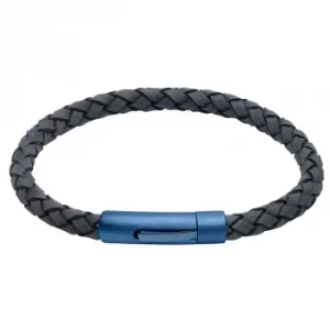 Image of Unique Stainless Steel Matte IP Plated Antique Blue Leather...