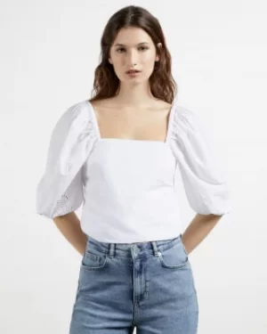 Image of Ted Baker Square Neck Embroidery Sleeve Top