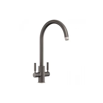 Image of Rangemaster Grey Twin Lever Kitchen Tap - Intense
