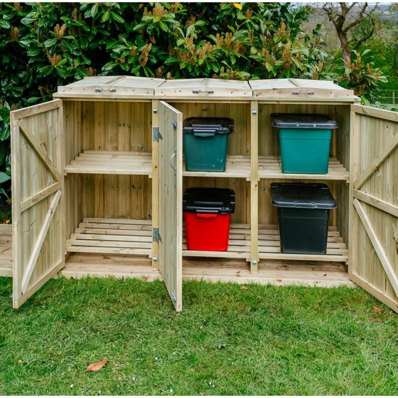 Image of The Garden Village Shireburn 6 Recycle Box Store, Brown SGRB-6-TGV