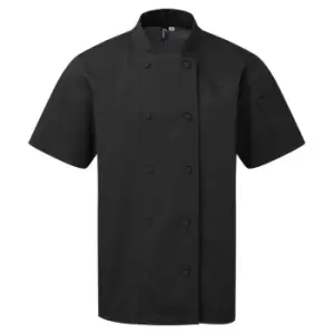 Image of Premier Unisex Adult Coolchecker Short-Sleeved Chef Jacket (L) (Black)