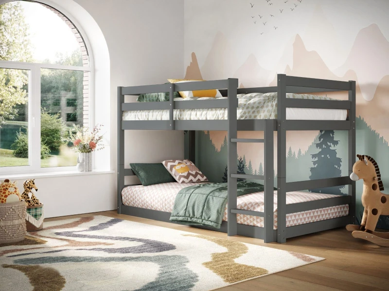 Image of Flair Shasha Low Bunk Bed in Grey Size: Single Grey Unisex Single