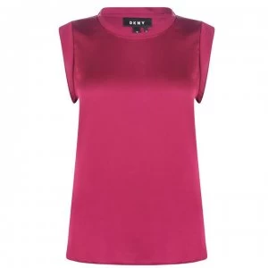 Image of DKNY Flutter Cap Sleeve Shirt - GERANIUM