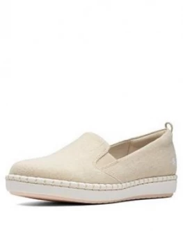 Image of Clarks Cloudsteppers Step Glow Slip Espadrilles - Soft Gold, Soft Gold, Size 6, Women