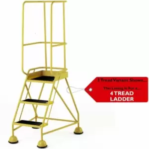 Image of 4 Tread Mobile Warehouse Steps & Guardrail YELLOW 2m Portable Safety Stairs