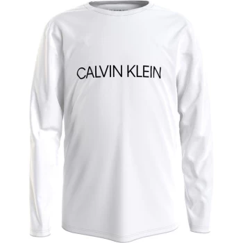 Image of Calvin Klein Klein Institution Long Sleeve T Shirt - White YAF